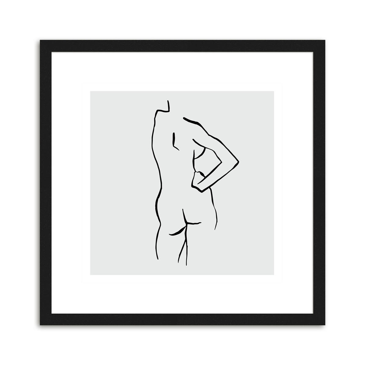 BILDER-SET mit Rahmen 4 x 30x30 cm Line Art Frauen schwarz weiß - Weiß, Holz (30/30cm) - artissimo