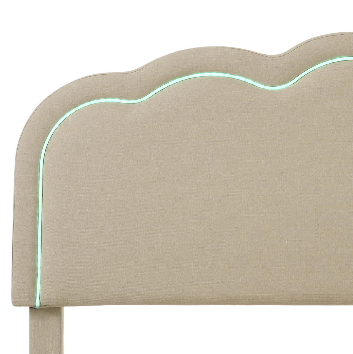 POLSTERBETT aus Leinen 90x190 cm Beige mit LED-Beleuchtung und verstellbarem Kopfteil - Beige, Textil (90/200cm) - IVMEU