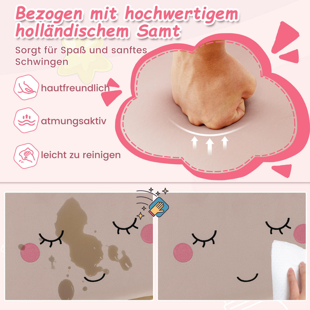 KINDERSOFA 51cm Pink - Pink, Textil (50/51/51cm) - COSTWAY