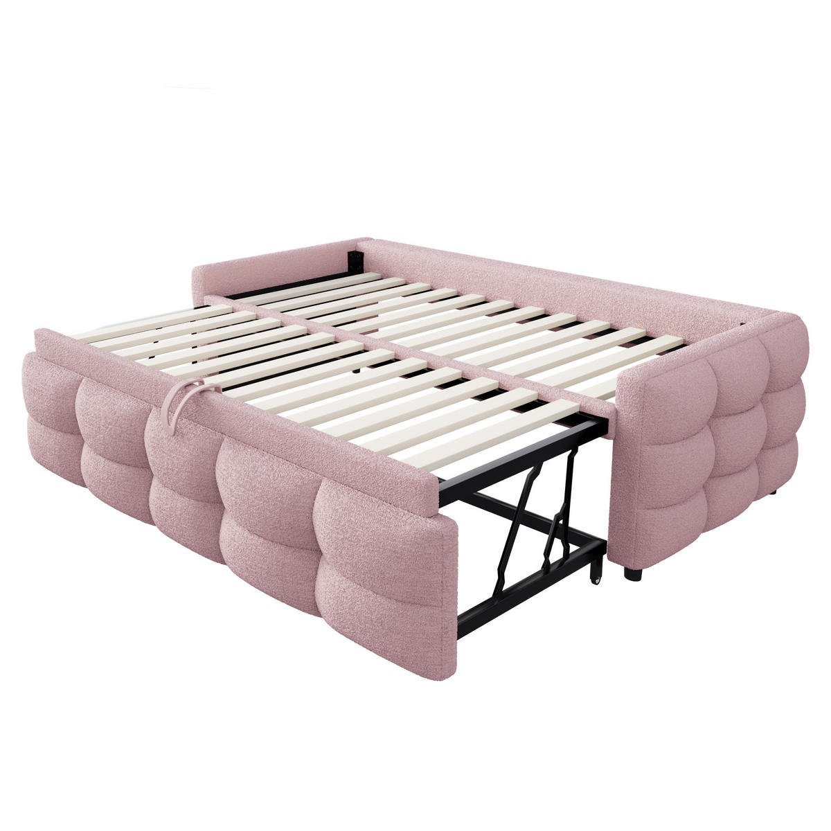 POLSTERBETT 90/190 cm Rosa aus Samt ausziehbar mit Lattenrost - Rosa, Textil (90/190cm) - OKWISH