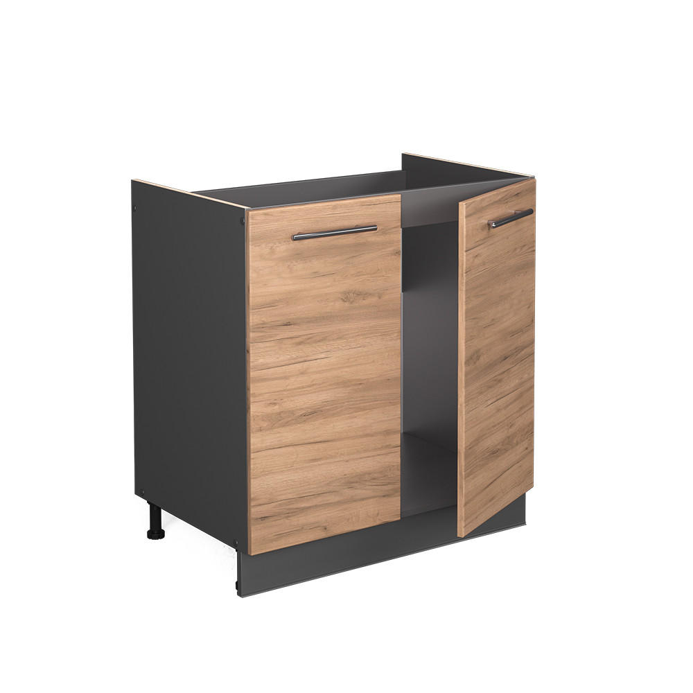 SPÜLENUNTERSCHRANK Fame-Line Goldkraft Eiche 80 cm ohne AP - Anthrazit/Eiche Wotan, Holzwerkstoff (80/82/51.6cm) - Vicco