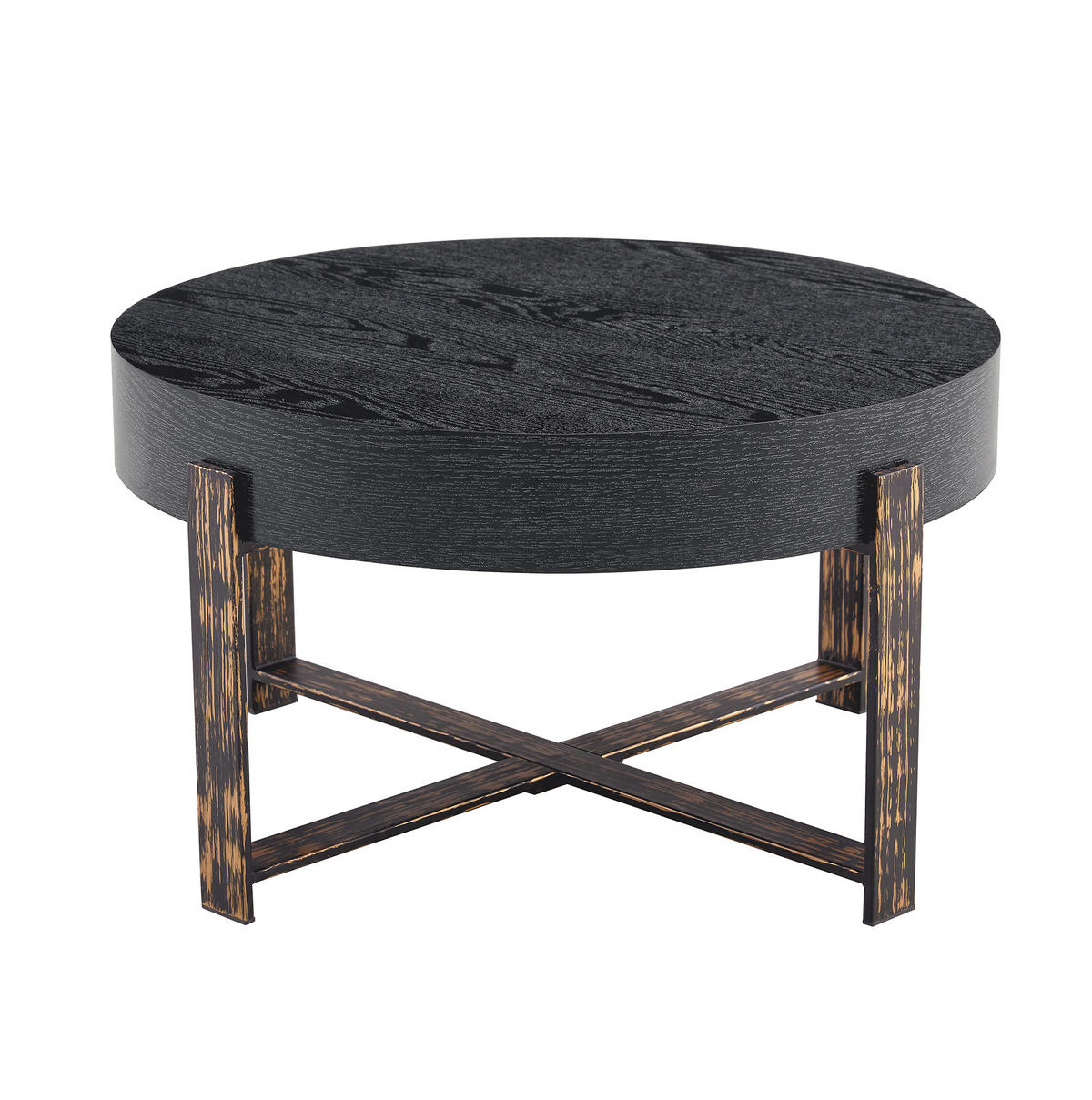 BEISTELLTISCH 68/39 cm Schwarz aus MDF und Metall mit Kreuzfuß - Schwarz, Holzwerkstoff (68/68/39cm) - OKMYHOME