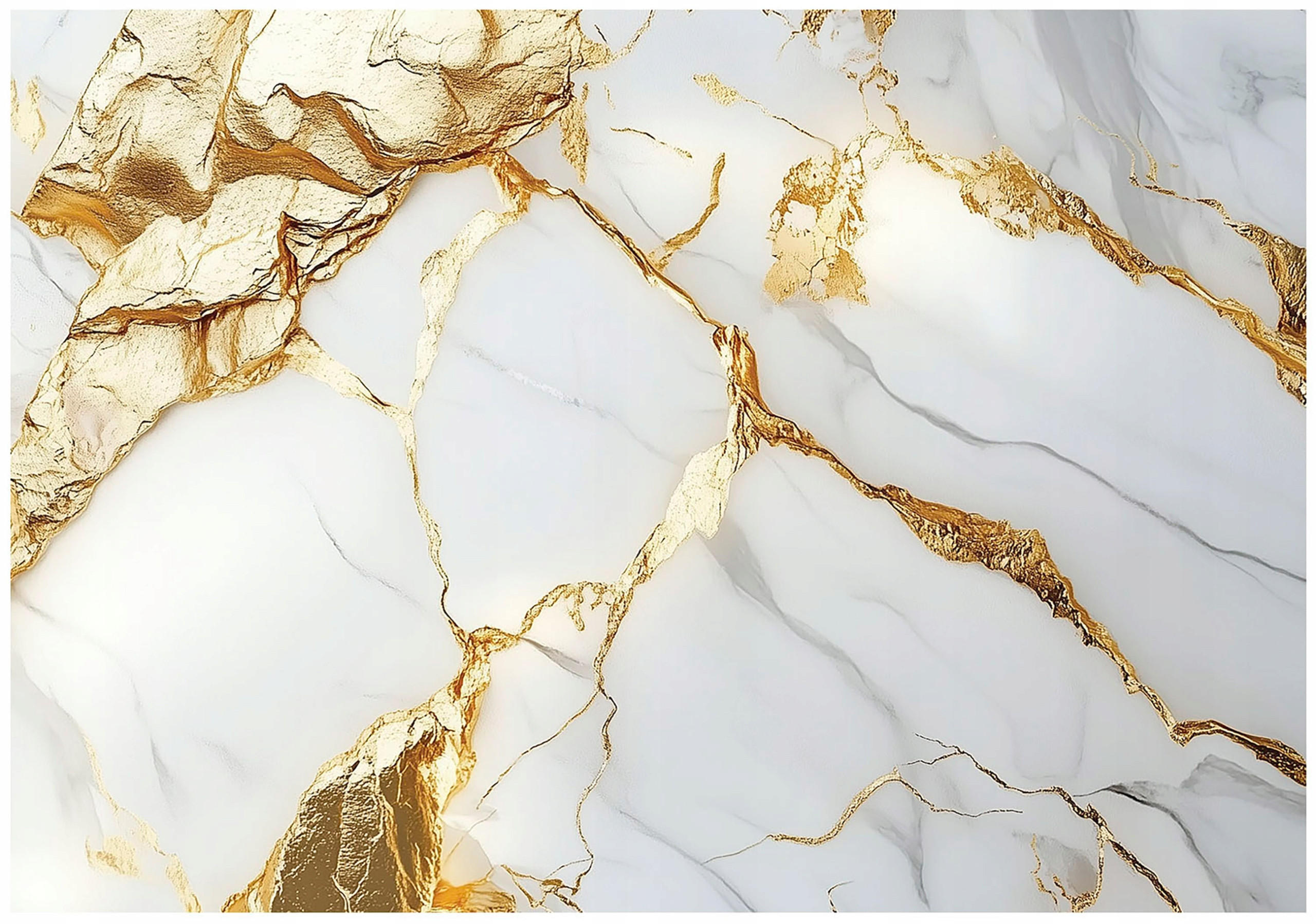 FOTOTAPETE Marmor Steinwand Gold Wohnzimmer 150x105 - Multicolor, Papier (150/105cm) - Wallarena