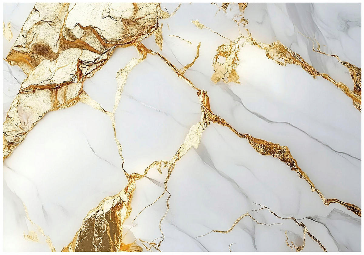 FOTOTAPETE Marmor Steinwand Gold Wohnzimmer 150x105 - Multicolor, Papier (150/105cm) - Wallarena