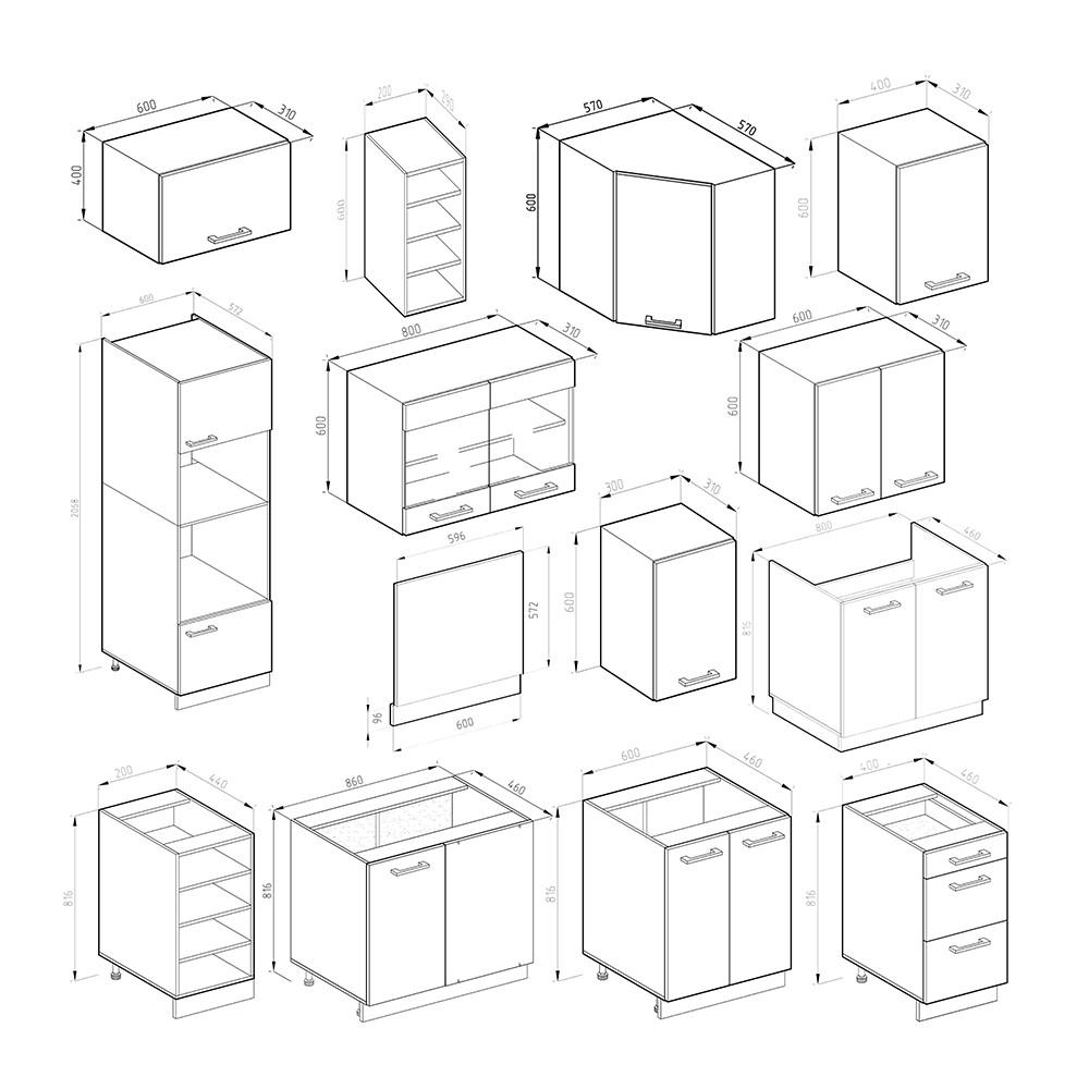 Thumbnail - Vicco Eckküche, Anthrazit, Holzwerkstoff, L-Form,Formgebogen, 247x81.6x46 cm, Küchen, Eckküchen, Eckküchen ohne Geräte