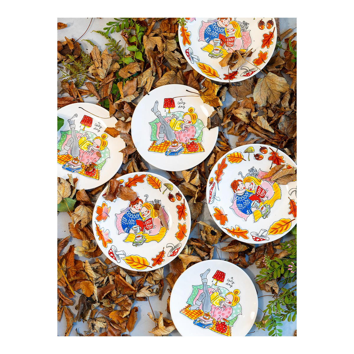 TIEFER TELLER Gemütliche Geschichte in Bunt - 23cm - Multicolor, Keramik (24/24/4.3cm) - Blond Amsterdam
