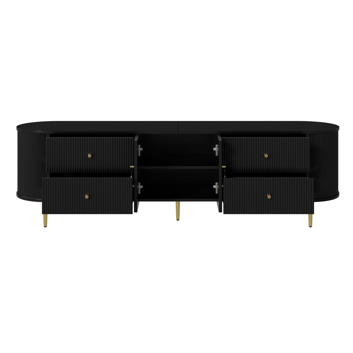 TV-ELEMENT 180/40/53 cm Schwarz mit 4 Schublade - Schwarz, Holz (180/53/40cm) - Oxeza