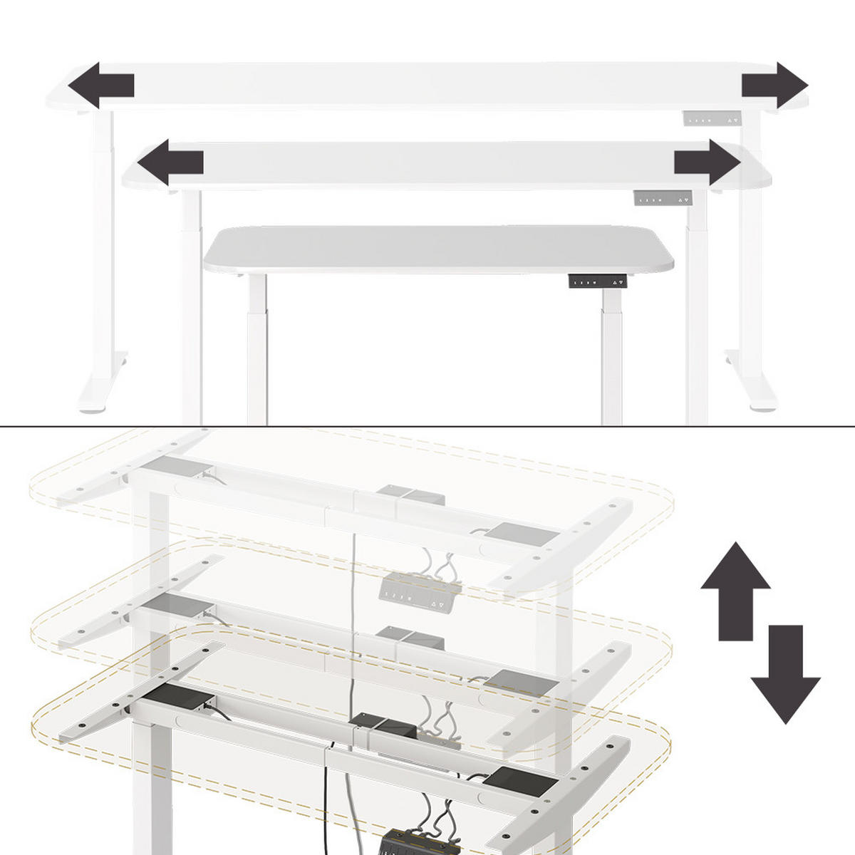 PSACÍ STŮL Elevate Bílá - bílá, kompozitní dřevo (70/120/120cm) - Vicco