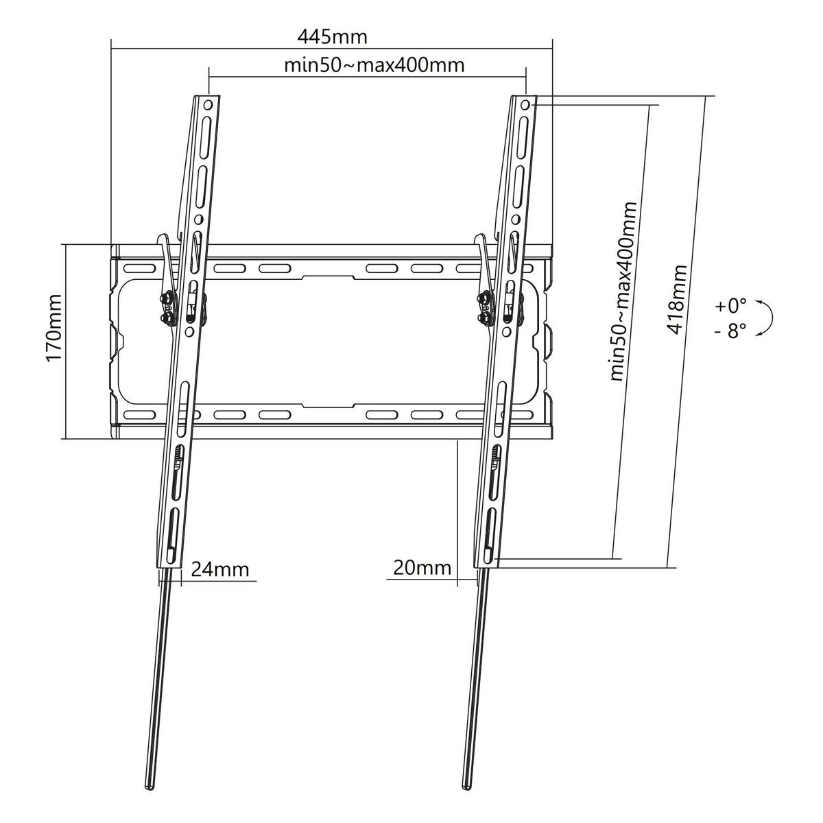 TV-WANDHALTERUNG - Schwarz, Metall (44.5/6/42cm) - ECD-Germany
