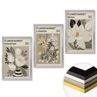 WANDBILDER 3er Set - 40x60 cm Silberner Rahmen - Retro-Blumen aus Städten rund um die Welt - Silberfarben, Kunststoff (40/60cm) - ArtPrintCave