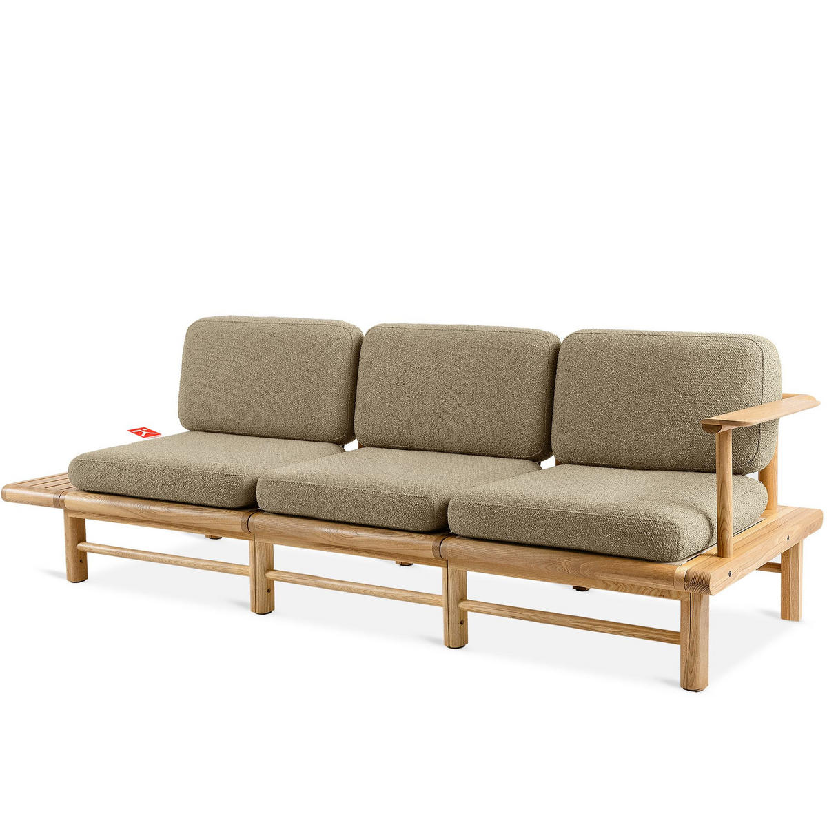 GARTENSOFA ATREDA 3-Sitzer, mit Ablage - Beige, Holz/Textil (245/74/80cm) - KONSIMO®