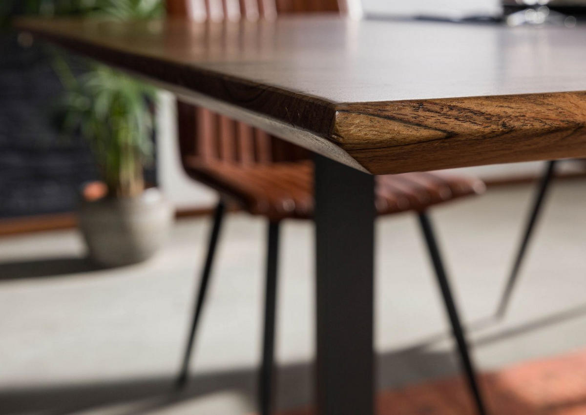ESSTISCH Akazie 180x90 natur lackiert / U-Beine anth. matt SWISS EDGE - Anthrazit/Naturfarben, Holz (180/90/76cm) - Massivmoebel24
