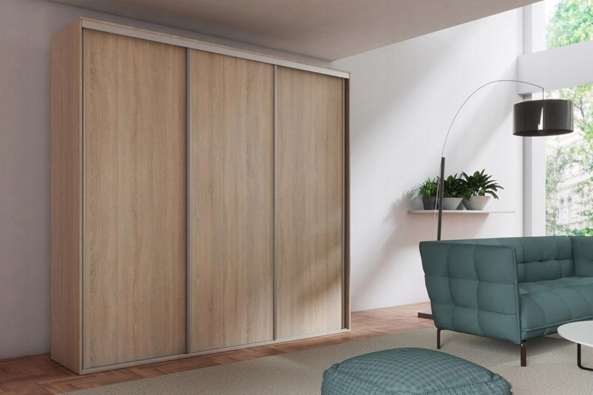 SCHIEBETÜRENSCHRANK - Kleiderschrank BORA 254 - Sonoma Eiche - Sonoma Eiche, Holzwerkstoff (254/244/62cm) - Möblo