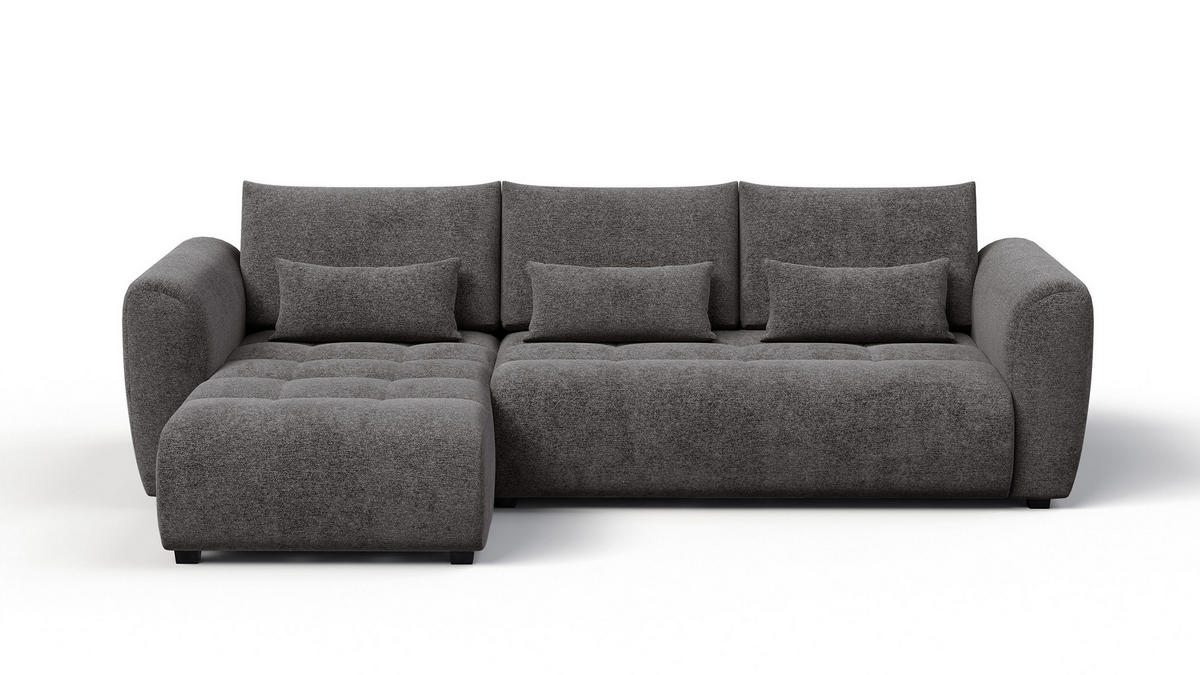 ECKSOFA SORENO 4-Sitzer, dunkelgrau - Dunkelgrau/Schwarz, Holz/Textil (293/171cm) - Courtois Laville