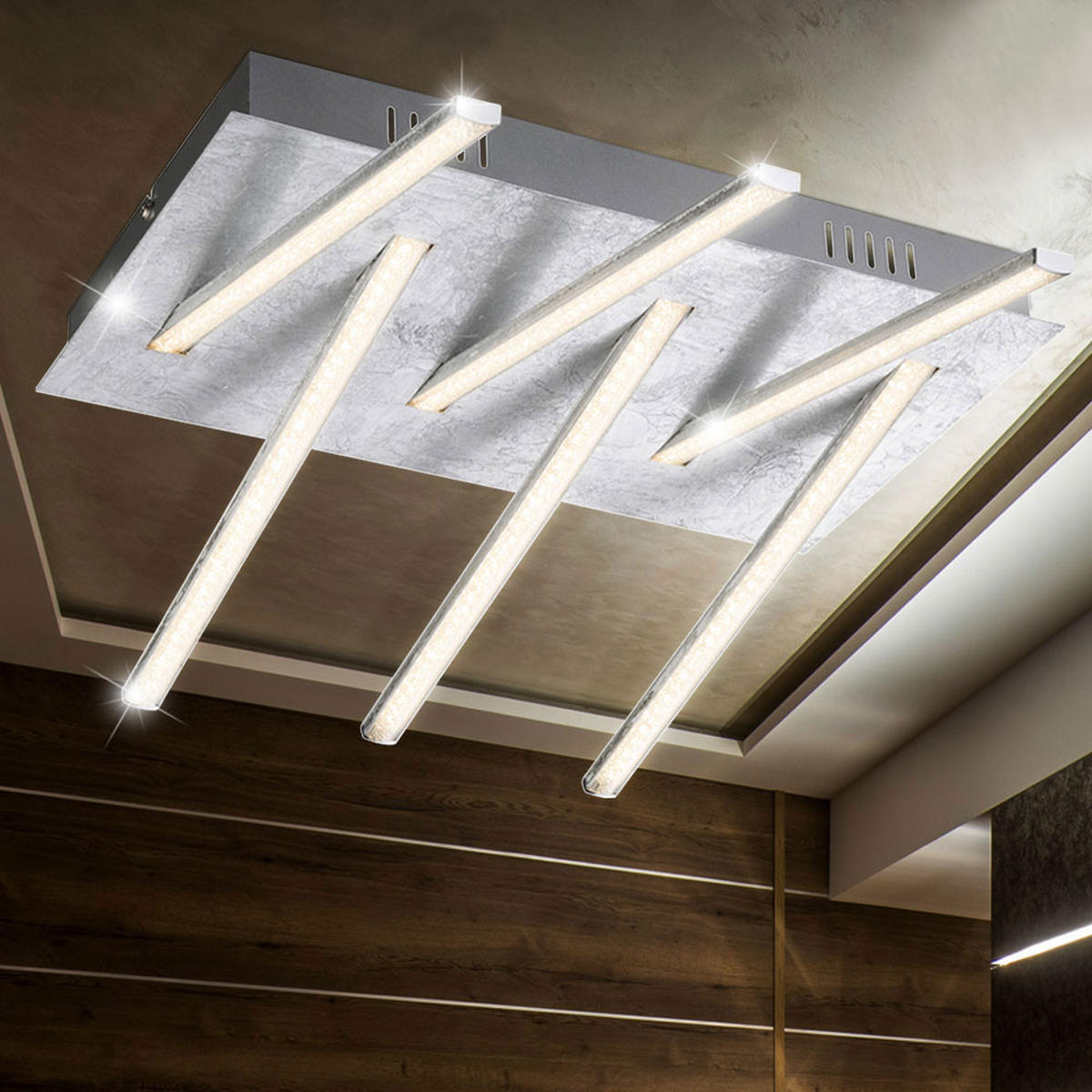 LED DECKENLEUCHTE Kristalloptik Silber - Silberfarben, Kunststoff (48/38/12cm) - Globo Lighting