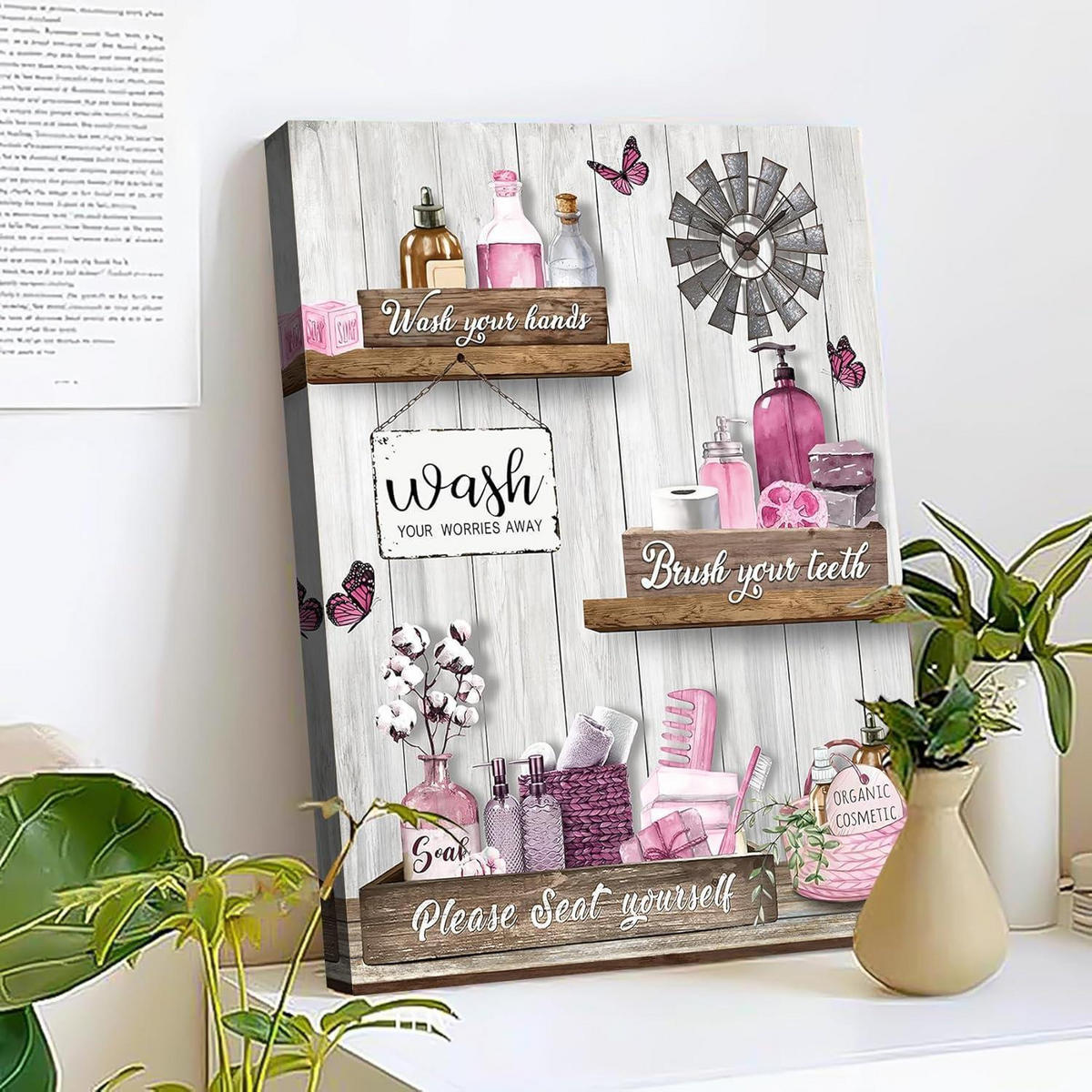 LEINWANDBILD Badezimmer 40x60cm Rosa - Rosa, Textil (60/0.5cm)