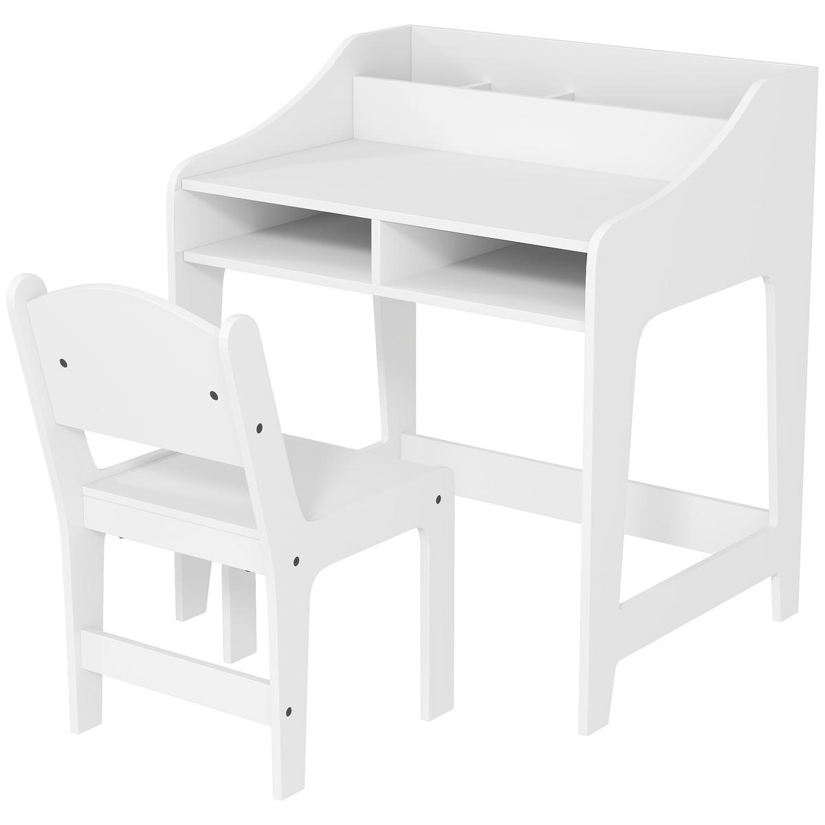 SCHREIBTISCH-SET DE-17552 offene Fächer und Regale Weiß - Weiß, Holzwerkstoff (60/68/48cm) - ComfortXL