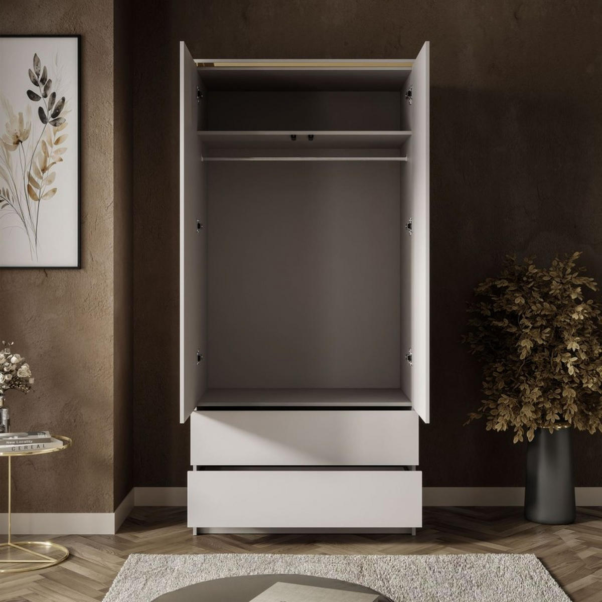KLEIDERSCHRANK AURORA KASCHMIR 2D2S mit Schubladen - Kaschmir, Holzwerkstoff (100/210/57cm) - Lookway