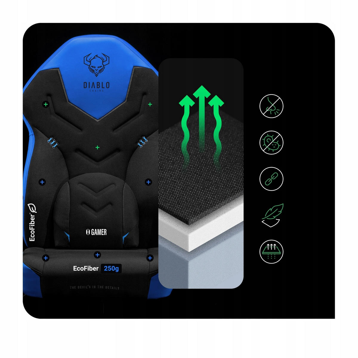 GAMINGSTUHL X-GAMER - Blau/Schwarz, Metall (68/118/56cm) - Diablo Chairs