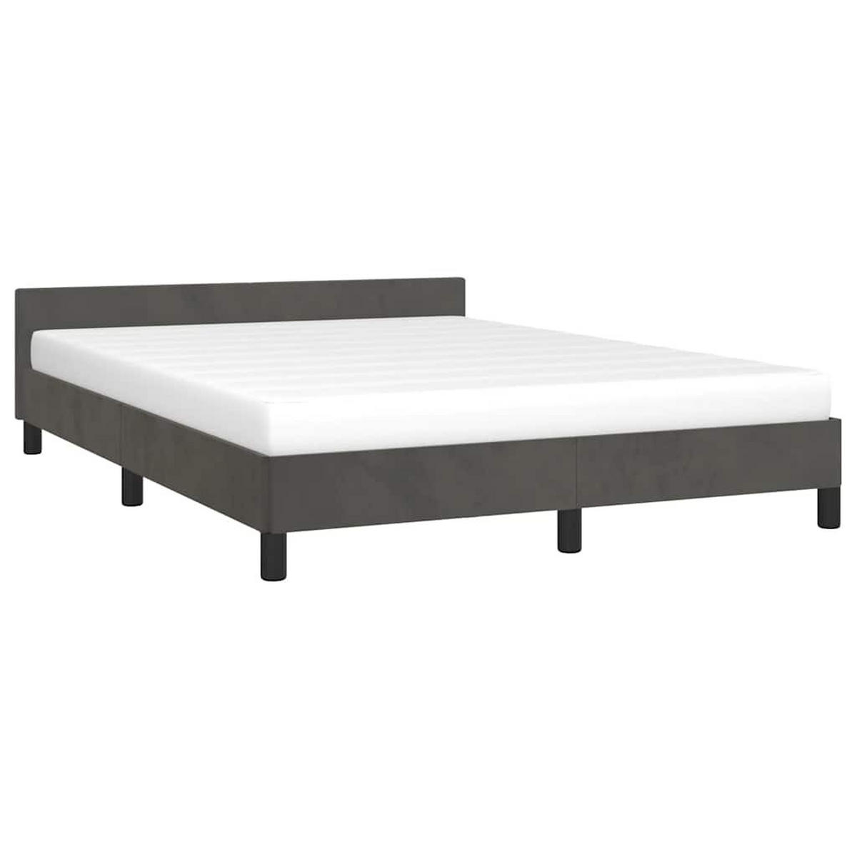 BETTGESTELL Ohne Matratze Dunkelgrau 140/200 Cm Samt - Dunkelgrau, Textil (140/200cm) - vidaXL