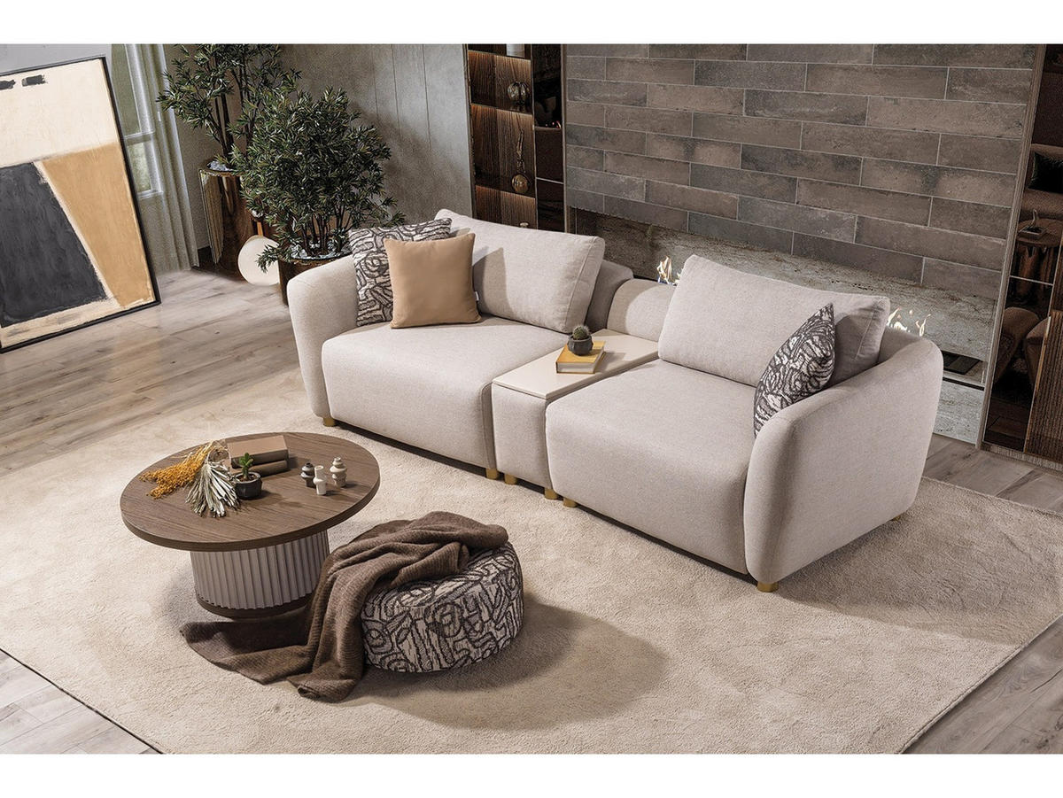SOFA Rubato 4-Sitzer Samt Beige - Beige, Holz/Textil (280/70/100cm) - Villa Möbel