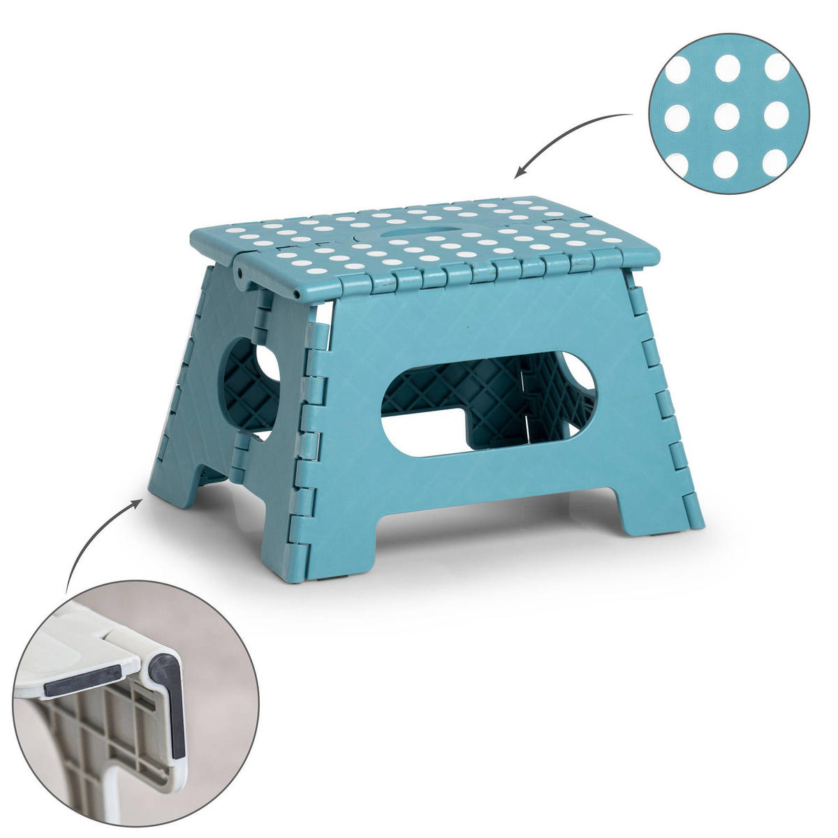 KLAPPHOCKER meerblau 35/28/22 cm - Blau, Kunststoff (28/22/35cm) - ZELLER
