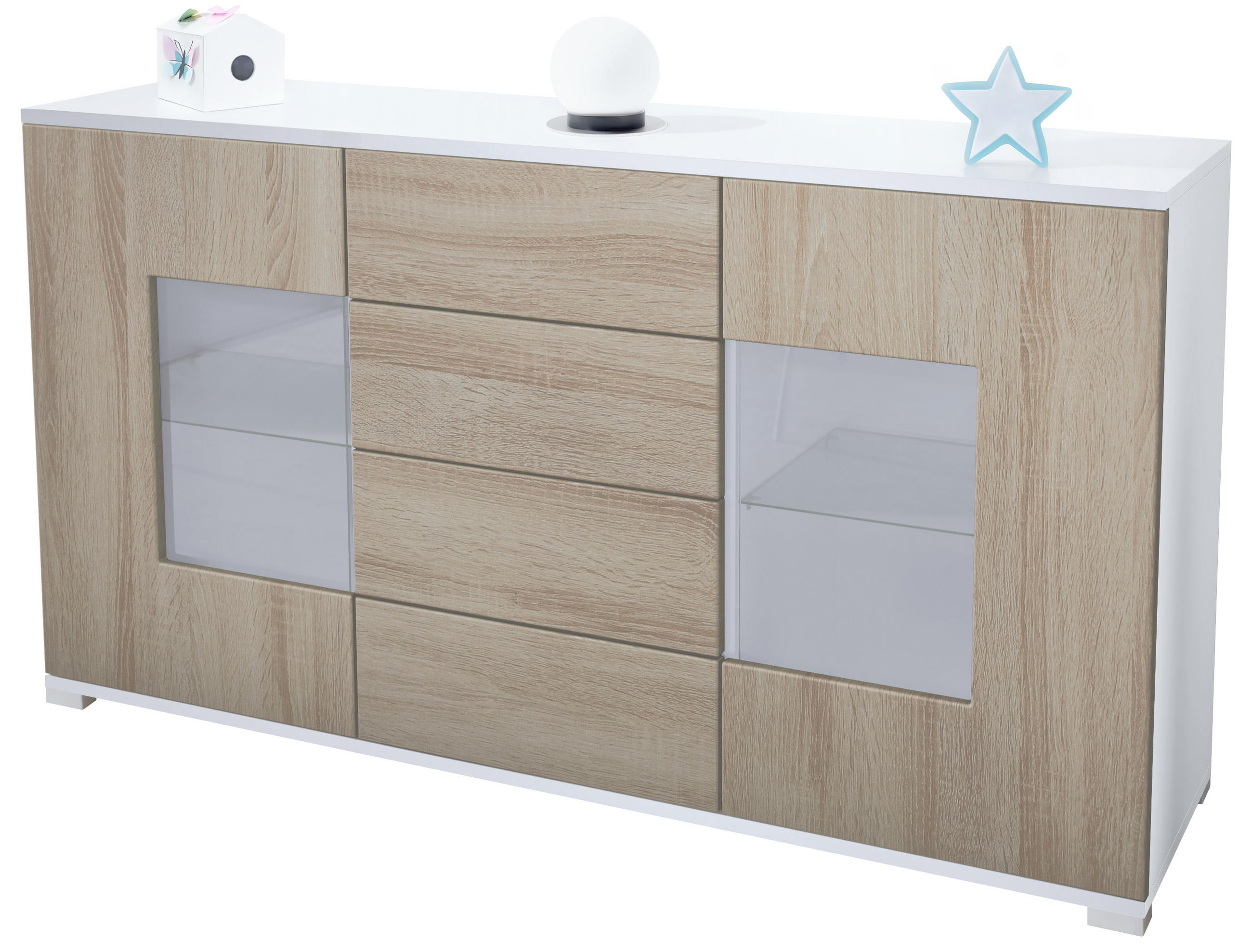 SIDEBOARD Grömitz Eiche sägerau - Eiche San Remo, Holzwerkstoff (138.5/75.5/35cm) - Vladon