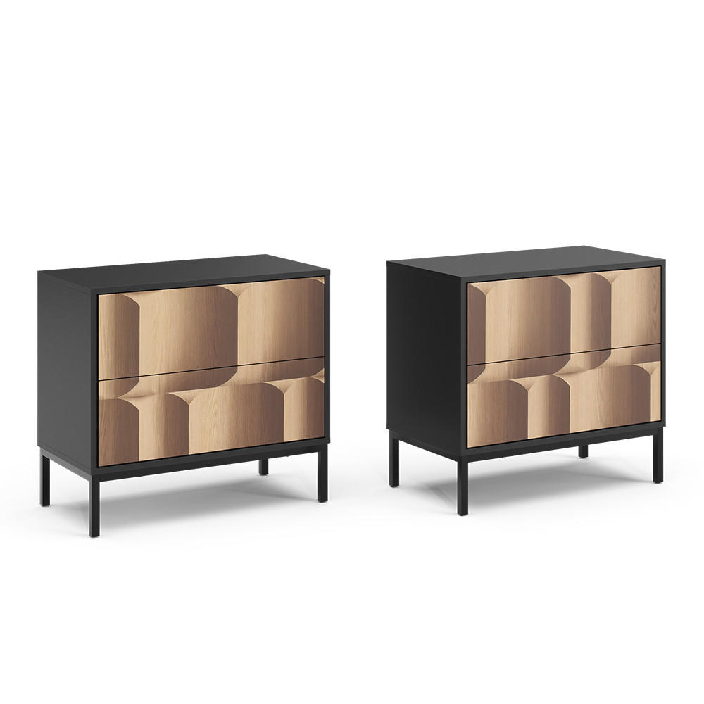 Eichefarben/Schwarz, Holzwerkstoff (66/60/36cm) - Vicco