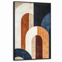 LEINWAND Bilder mit Rahmen - Abstrakt - Formen - Dunkelblau - 80x120 - Cognac, Textil (80/120cm) - MuchoWow