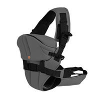 BABYTRAGE Carry go 2 in 1 dunkelgrau Bauchtrage, Hüfttrage, abnehmbare Kopfstütze, Stillposition, 13 kg - Grau, Textil (24/35/13cm) - Moni
