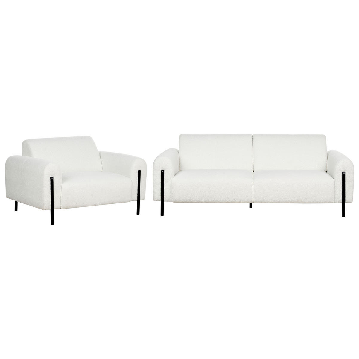 4-SITZER-SOFA Set Bouclé weiß Askim - Schwarz/Weiß, Textil (122/122/207cm) - Beliani