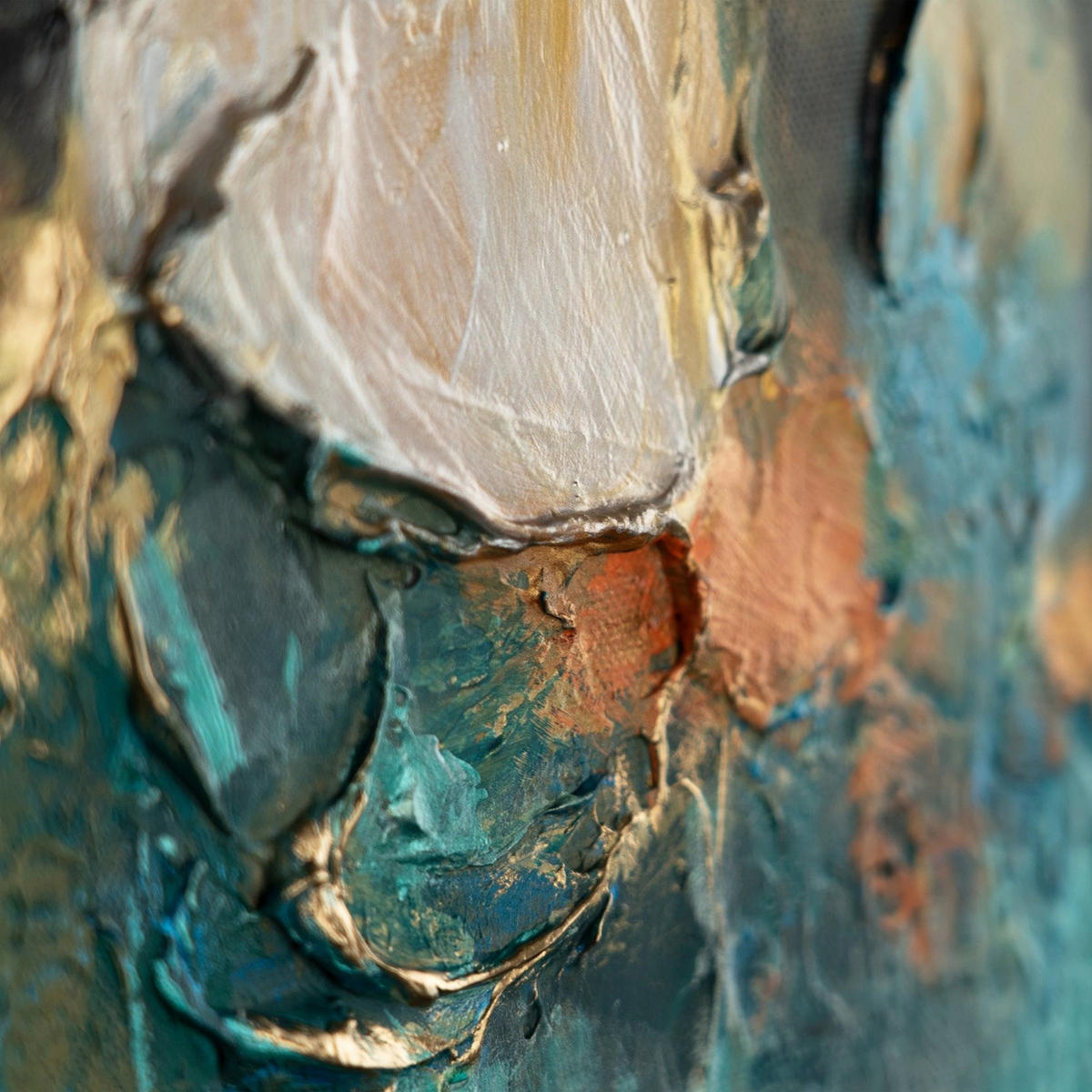 GEMÄLDE Rhythmus der Unendlichkeit II Schattenfugenrahmen Weiß 140x100 cm - Weiß, Holz (140/100cm) - YS-art gallery