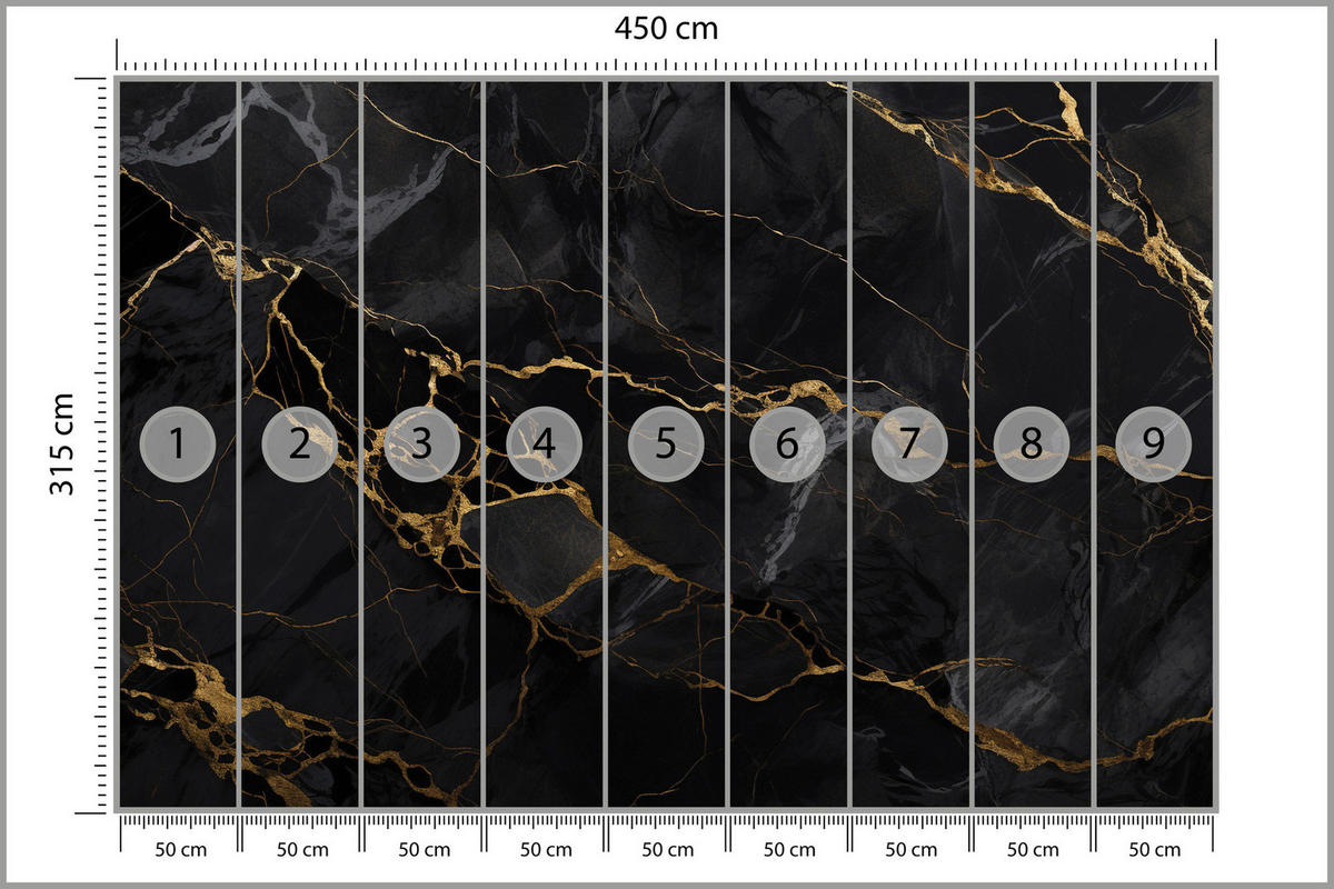 FOTOTAPETE Abstraktion Marmor Moderne Muster 450x315 - Beige/Schwarz, Papier (450/315cm) - Muralo