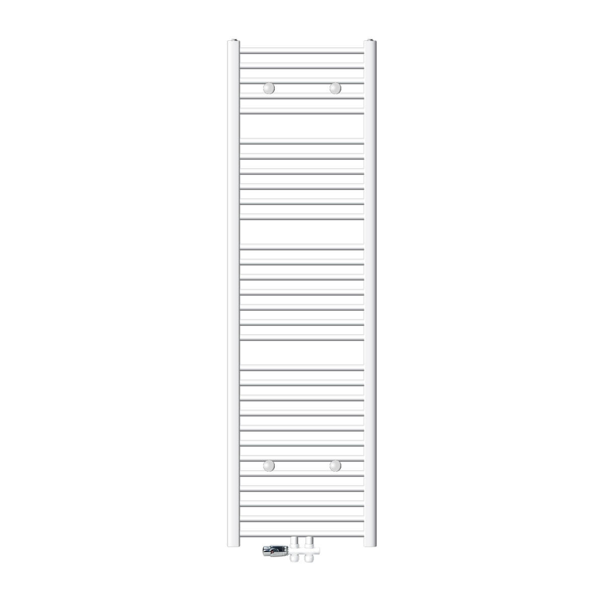 BADHEIZKÖRPER Sahara 500x1800 mm Weiß gerade mit Ventil Durchgang - Weiß, Metall (50/180/3cm) - LuxeBath