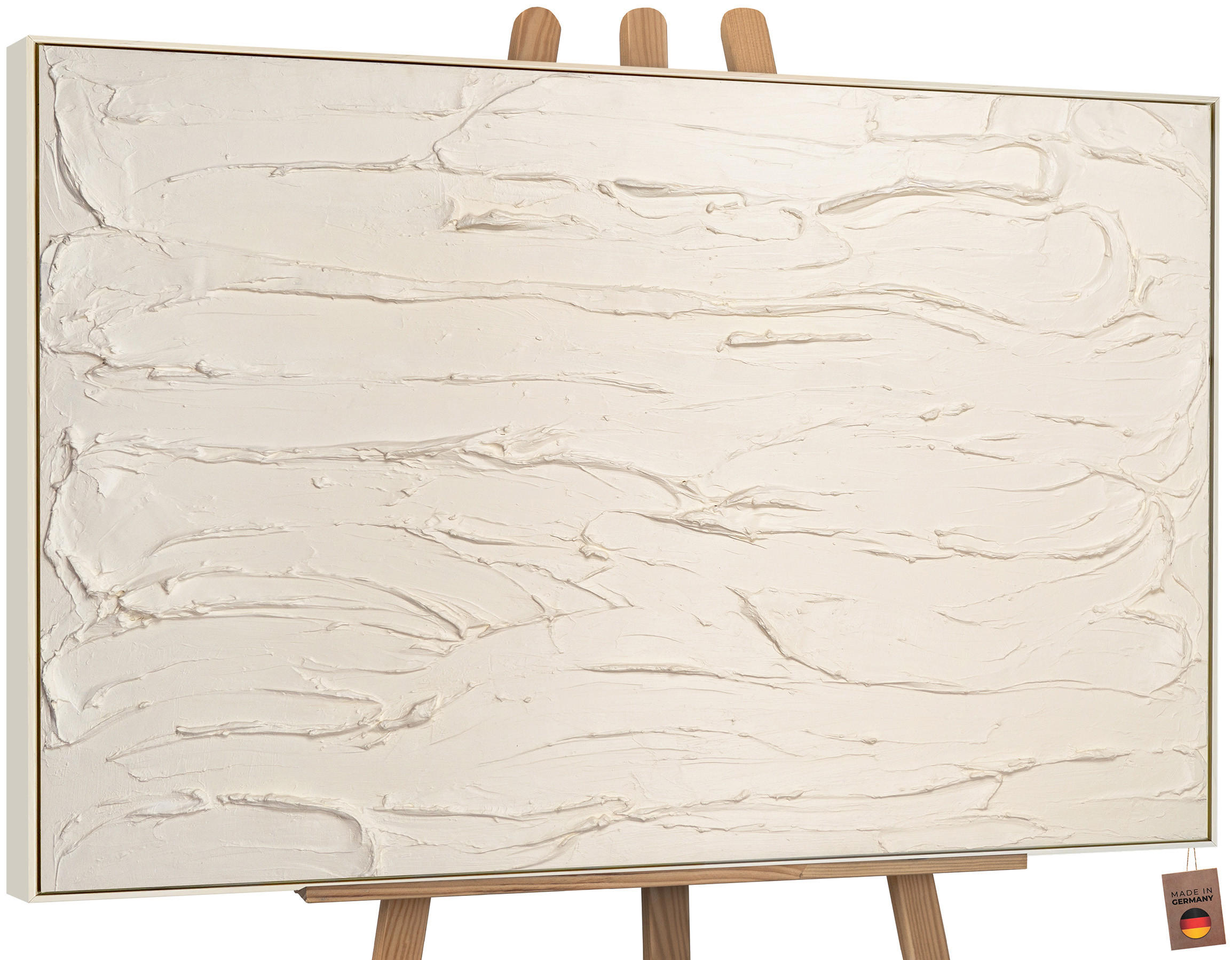 GEMÄLDE Schleier II Schattenfugenrahmen Beige 140x100 cm - Beige, Holz (140/100cm) - YS-art gallery