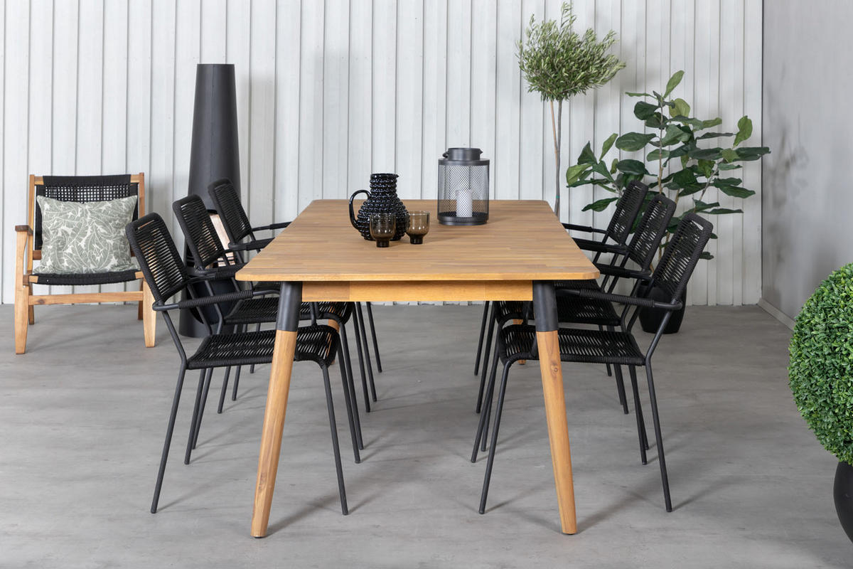 GARTENTISCHGRUPPE Schwarz - Schwarz, Holzwerkstoff - ebuy24
