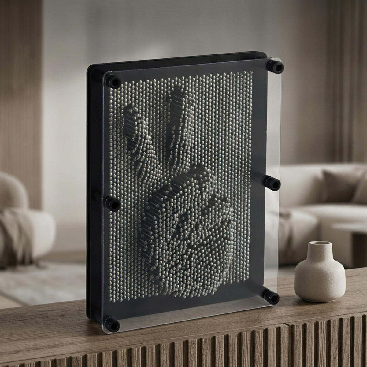 SPIKTAVLA Silver 3D pinart akryl 15x20 cm - Multicolor, Plast/Metall (15.5/20.5/5.5cm) - Relaxdays