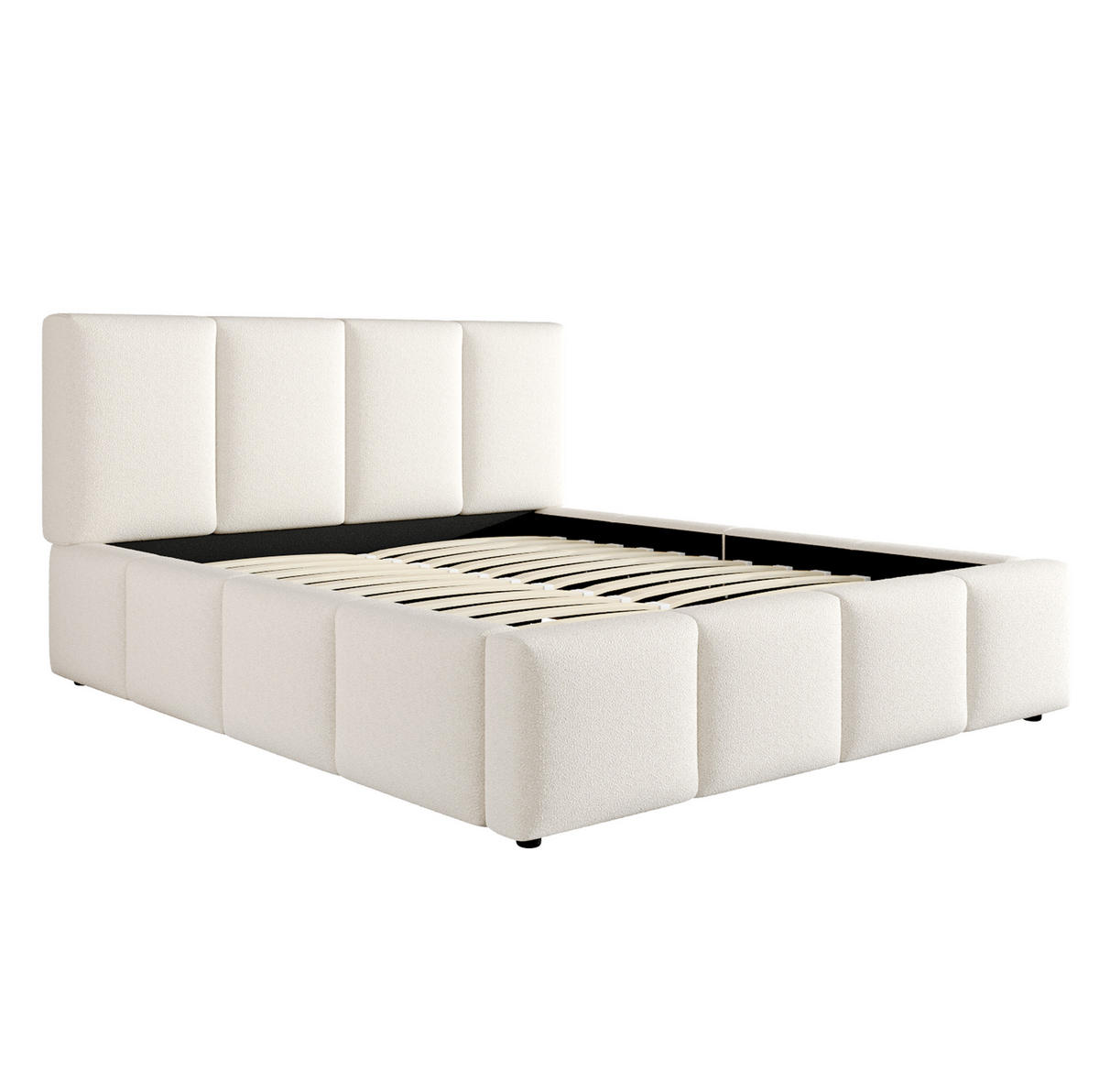 POLSTERBETT 160/200 cm mit Lattenrost, gepolstertem Kopfteil und Bouclé-Bezug, Beige - Beige, Textil (160/200cm) - Redom