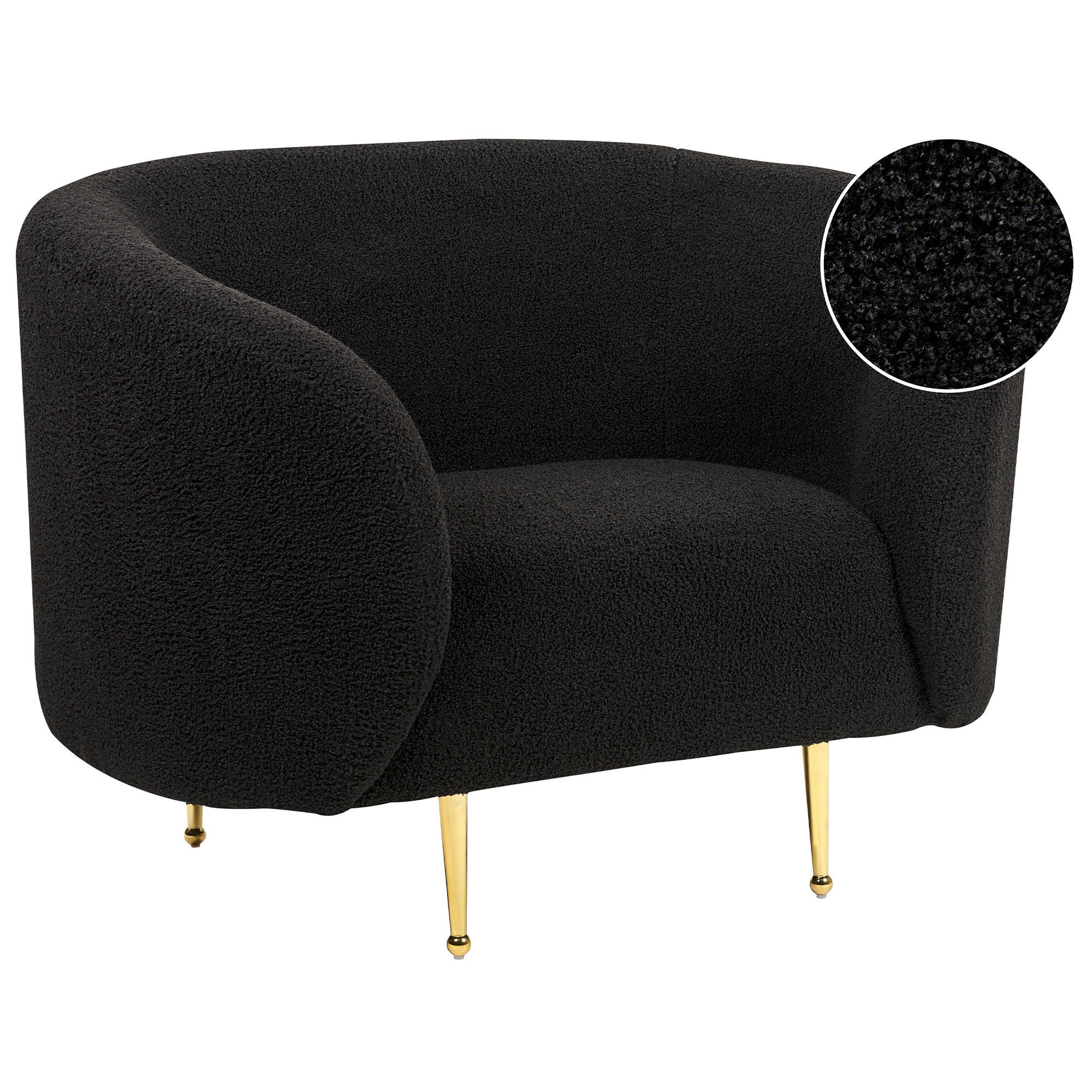 SESSEL Bouclé schwarz Loen - Goldfarben/Schwarz, Textil (105/79/70cm) - Beliani