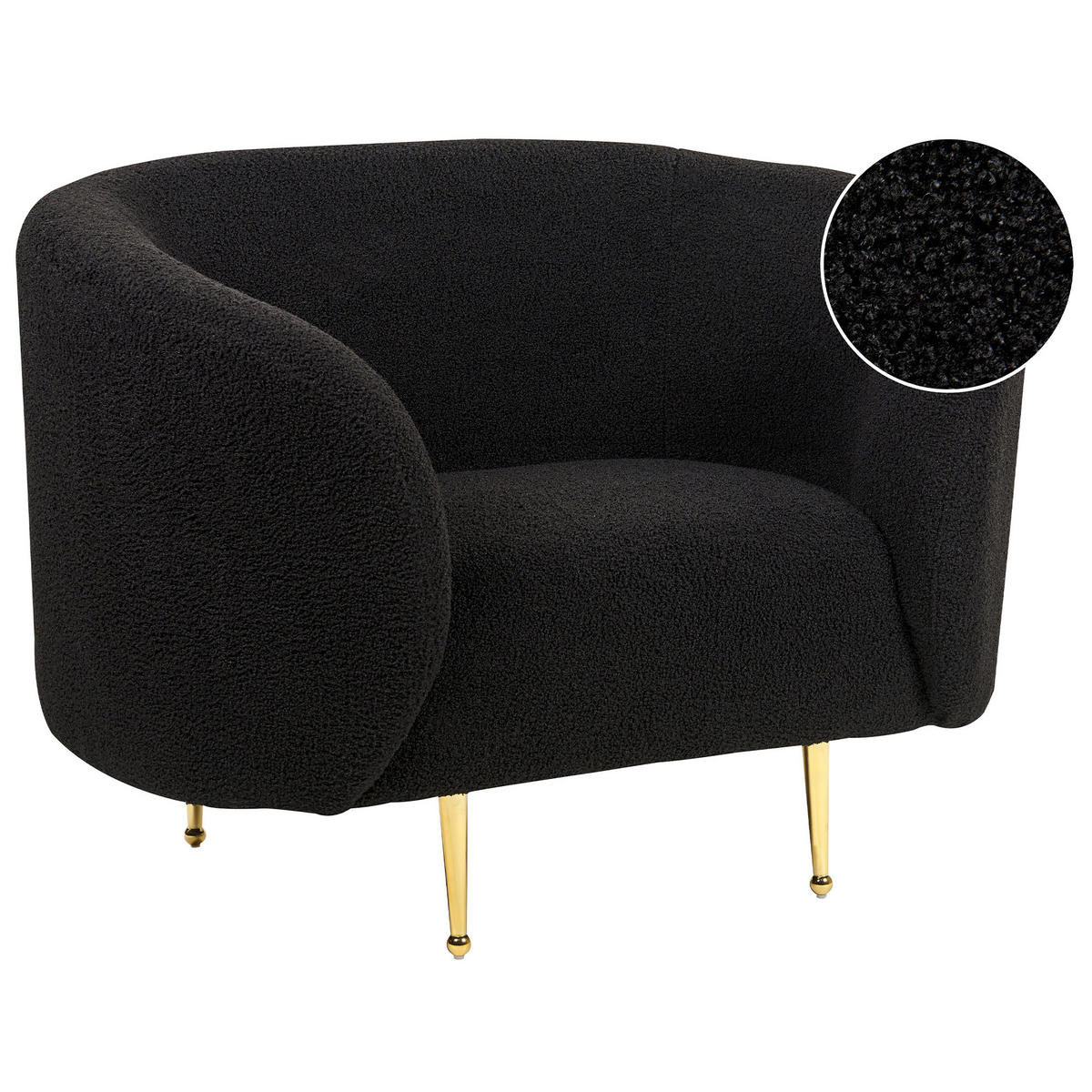 SESSEL Bouclé schwarz Loen - Goldfarben/Schwarz, Textil (105/79/70cm) - Beliani