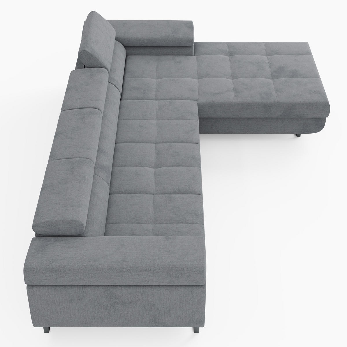 ECKSOFA VEMO CORE PLUS Rechts Dunkelbraun Velours-Stoff mit Schlaffunktion und Bettkasten - Dunkelbraun, Holz/Metall (350/205cm) - Barchello