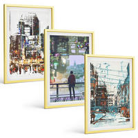 BILDER SET 3er Set - 40x60 cm Goldrahmen - Moderne Städte, bunte Charaktere - Goldfarben, Kunststoff (40/60cm) - TULUP