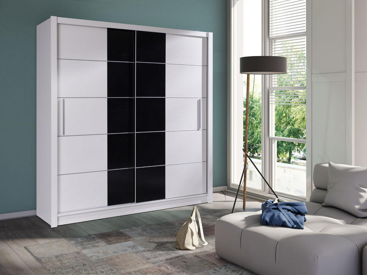 SCHWEBETÜRENSCHRANK HELDEN 204,4/215/62,5cm 2-türig Weiß - Weiß, Holzwerkstoff (204.4/215/62.5cm) - MASSENO