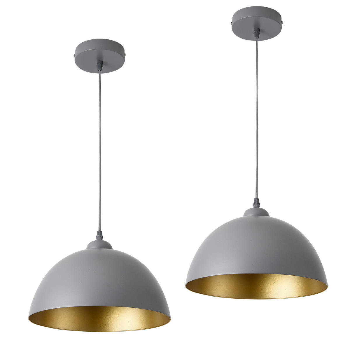 HÄNGELEUCHTE Toulon SET 2 -teilig - Grau, Metall (12/12/145cm) - lux.pro