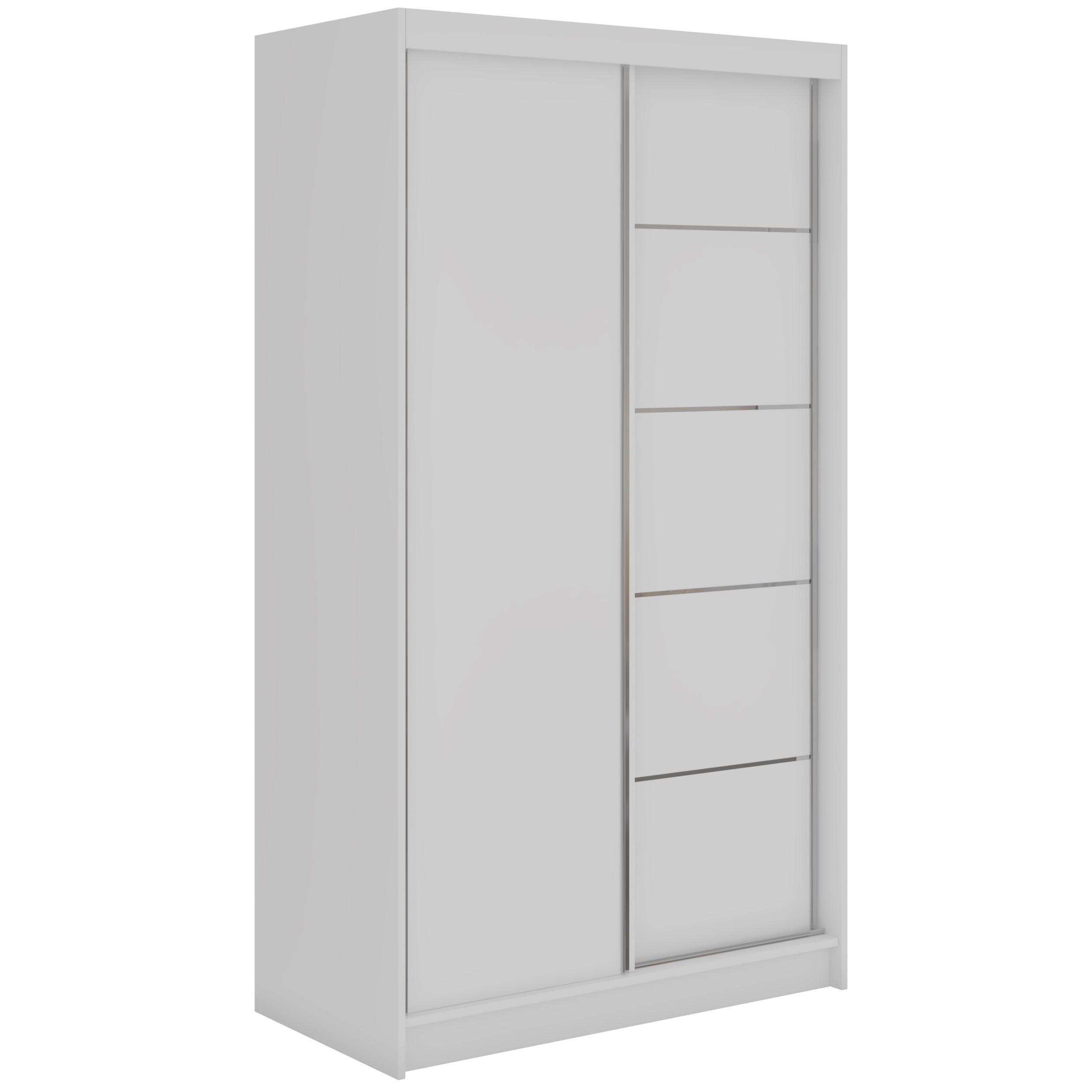 SCHWEBETÜRENSCHRANK mit Schubladen 120 - MACEDONIA - Weiß - Alufarben/Weiß, Holzwerkstoff/Metall (120/216/61cm) - MKS