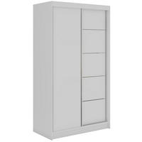 SCHWEBETÜRENSCHRANK mit Schubladen 120 - MACEDONIA - Weiß - Alufarben/Weiß, Holzwerkstoff/Metall (120/216/61cm) - MKS