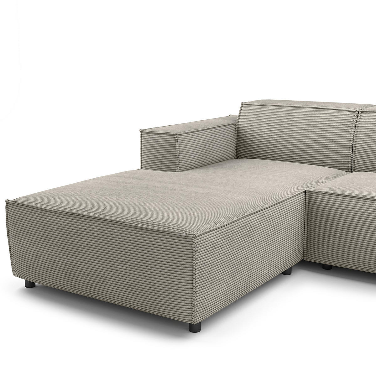 WOHNLANDSCHAFT mit Longchair & Ottomane - Graubraun/Schwarz, Kunststoff/Textil (369/70/234cm) - home24