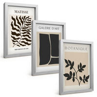 BILDER SET 3er Set - 20x30 cm Silberner Rahmen - Minimalistische Pflanzenposter - Silberfarben, Kunststoff (20/30cm) - TULUP