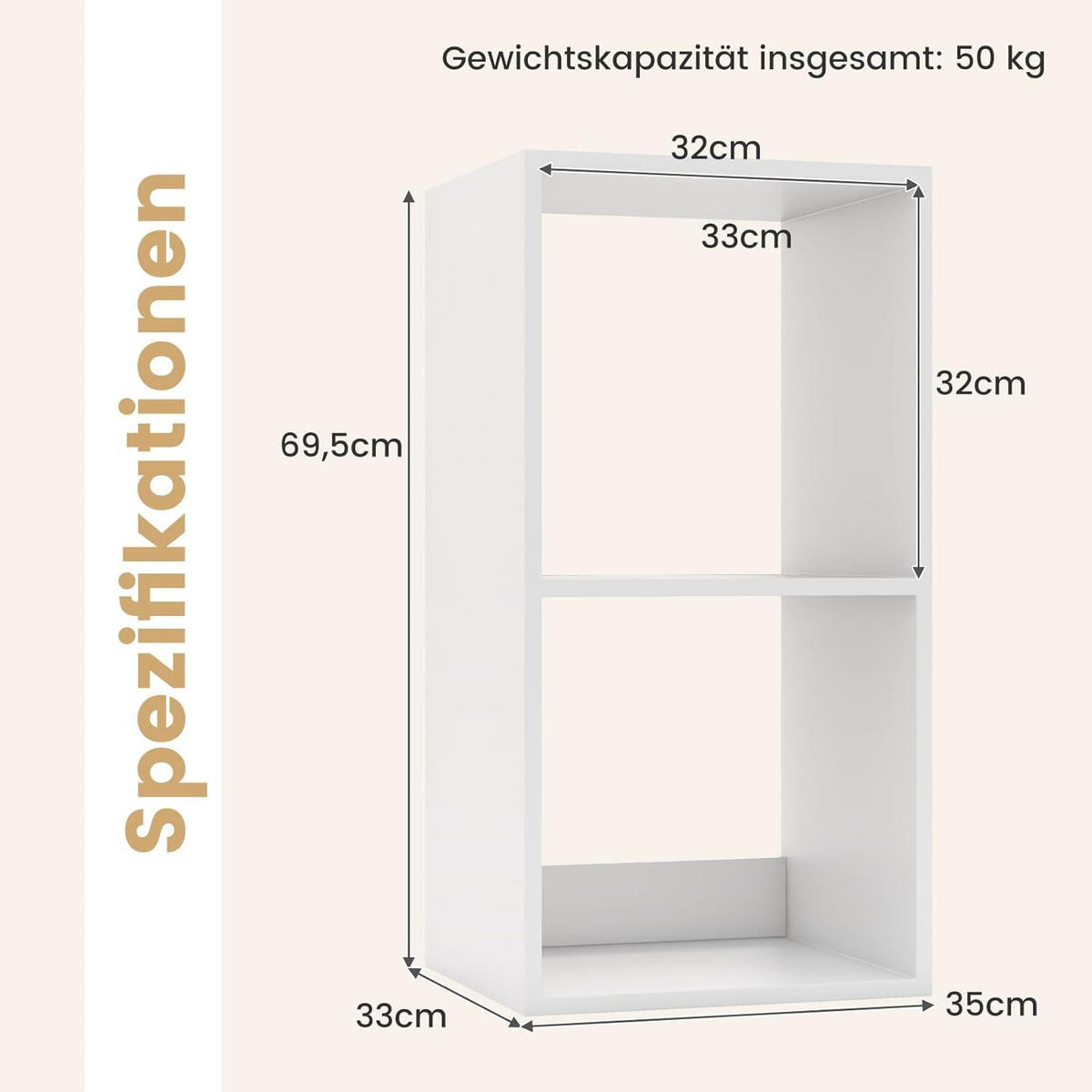 KNIŽNICA Biela - biela, drevo (33/70/35cm) - COSTWAY