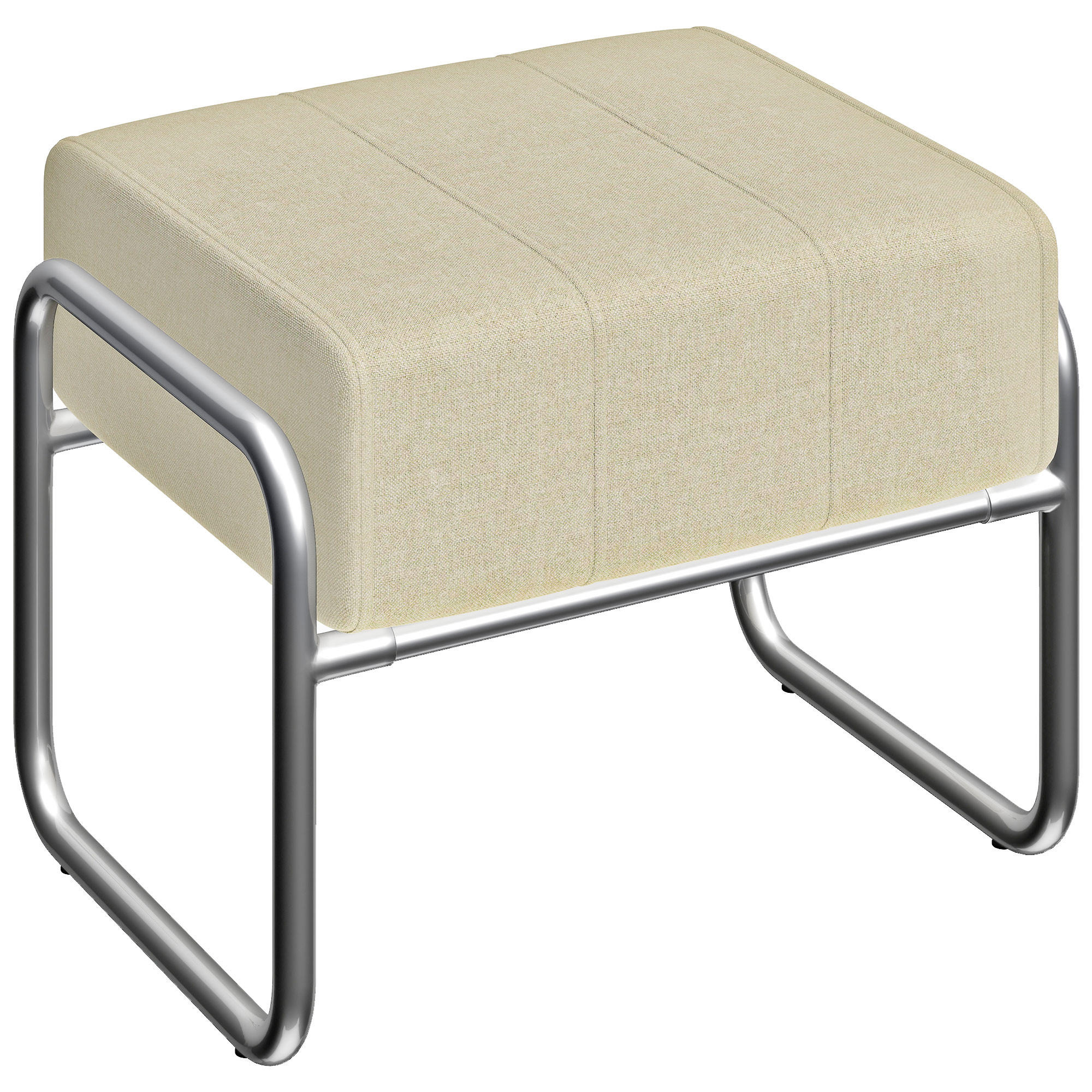 FUSSHOCKER Sitzhocker Dick Gepolstert Hocker mit Stahlbeinen für Schlafzimmer - Beige/Silberfarben, Textil/Metall (42/42/52cm) - HOMCOM